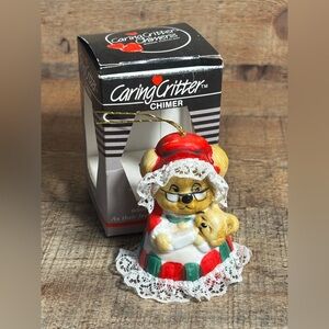 Vintage Jasco Caring Critter Chimers Bell MOMMY BEAR AND BABY Christmas Ornament